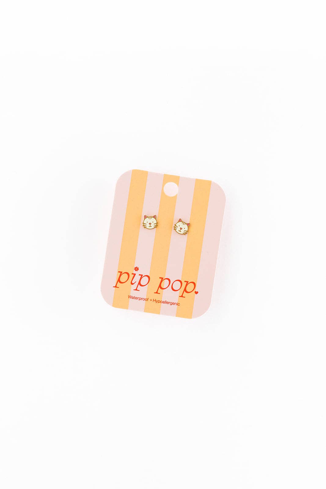 White Cat Flat Back Stud Earrings - Hypoallergenic