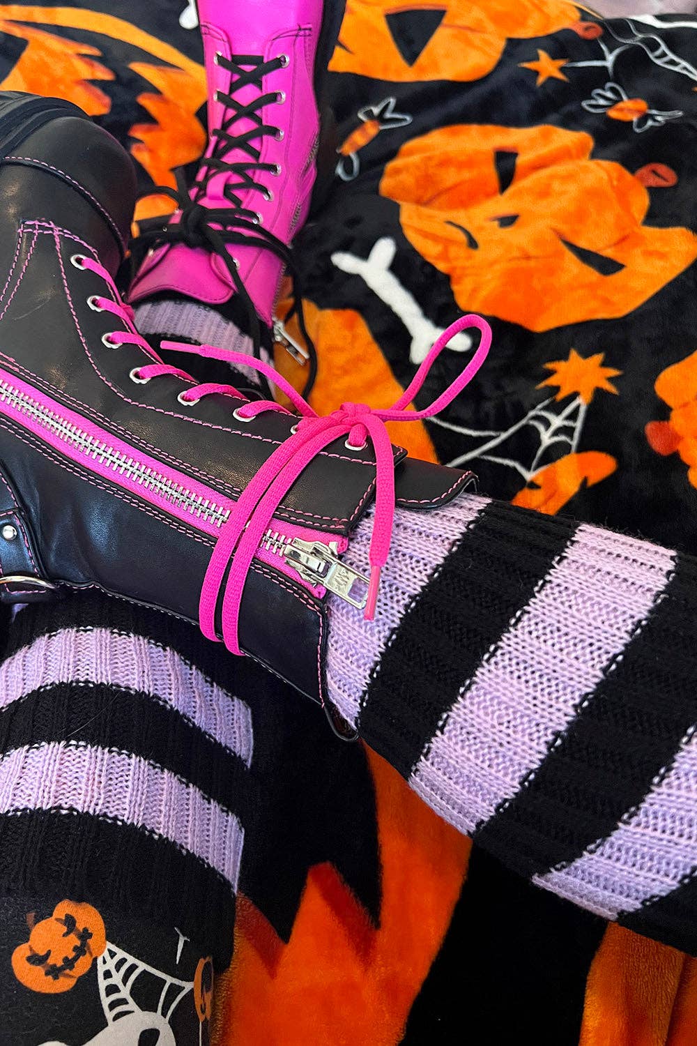Funeral Flowers Striped Leg Warmers
