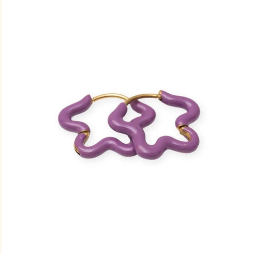 Purple hoop earrings on a white background