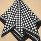 Checker Print Black and White Silk Finish Scarf