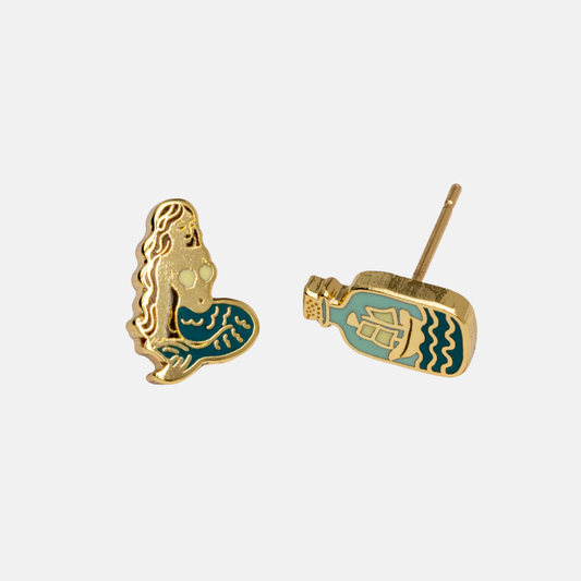 Mermaid & Bottle Earrings