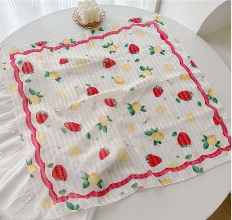 Strawberry Fruit Silk Scarf