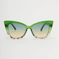 Unique Vintage Green Ombre Cat Eye Sunglasses