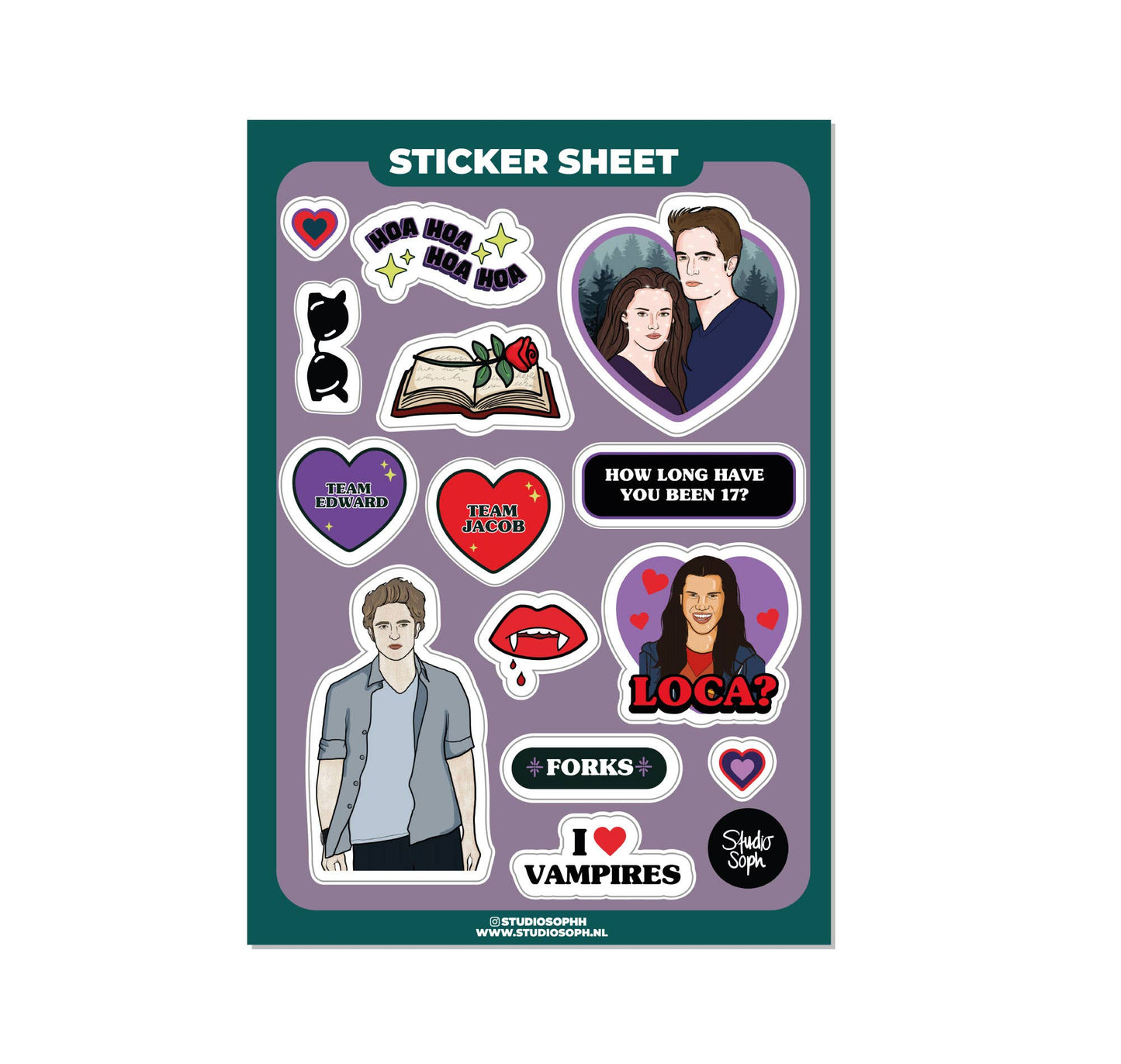 I Love Vampires Sticker Sheet