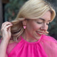 Huggie Earrings - Pink Enamel Heart Charms