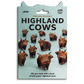 Pack of origami Highland cows on a light blue background