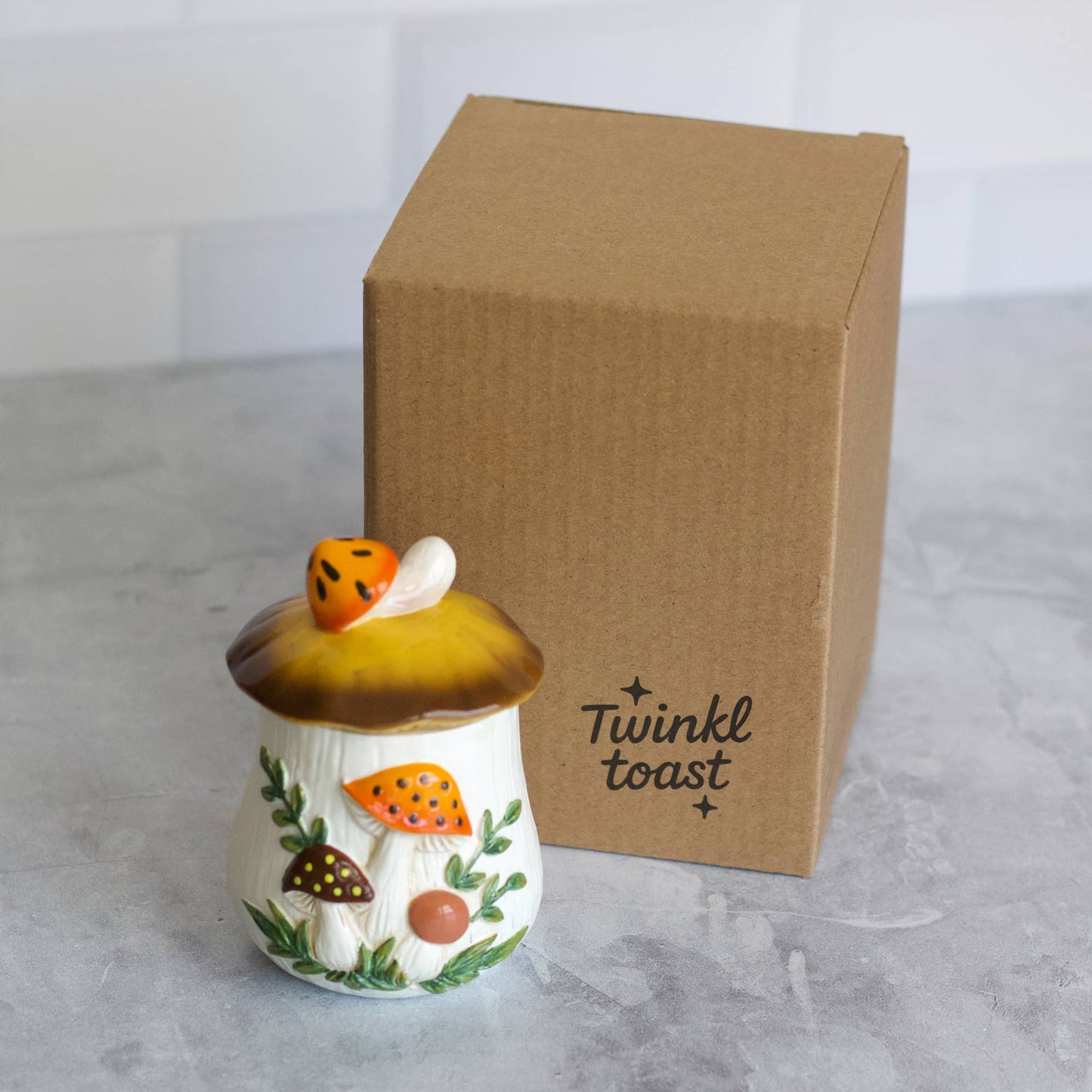 Merry Mushrooms-Inspired 70s Hand-Painted Trinket Box