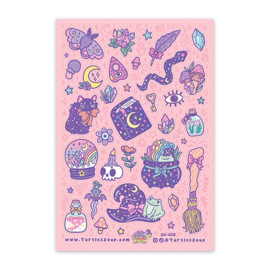 Witch and Sorcery Pastel Goth Kawaii Glitter Sticker Sheet