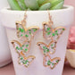 Butterfly Flock Dried Flower Gold Earrings