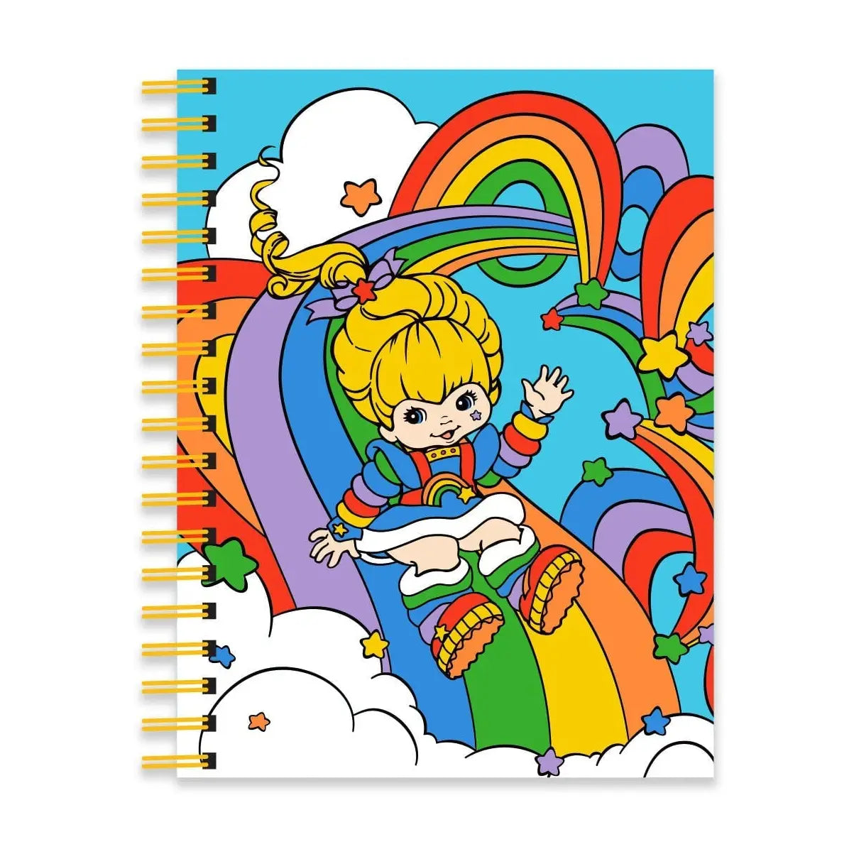 Colorful sticker book with Rainbow Brite and rainbow design on a white background