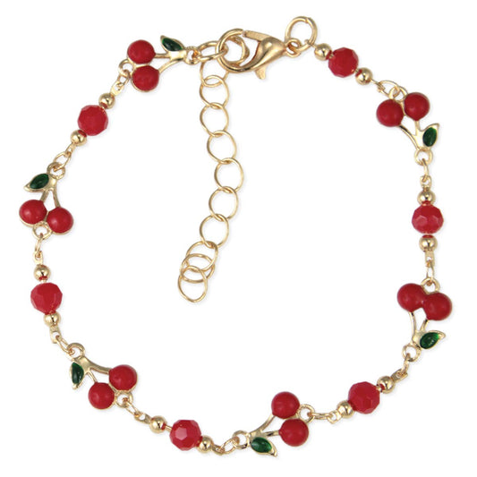 Cherry Bowl Gold Link Bracelet