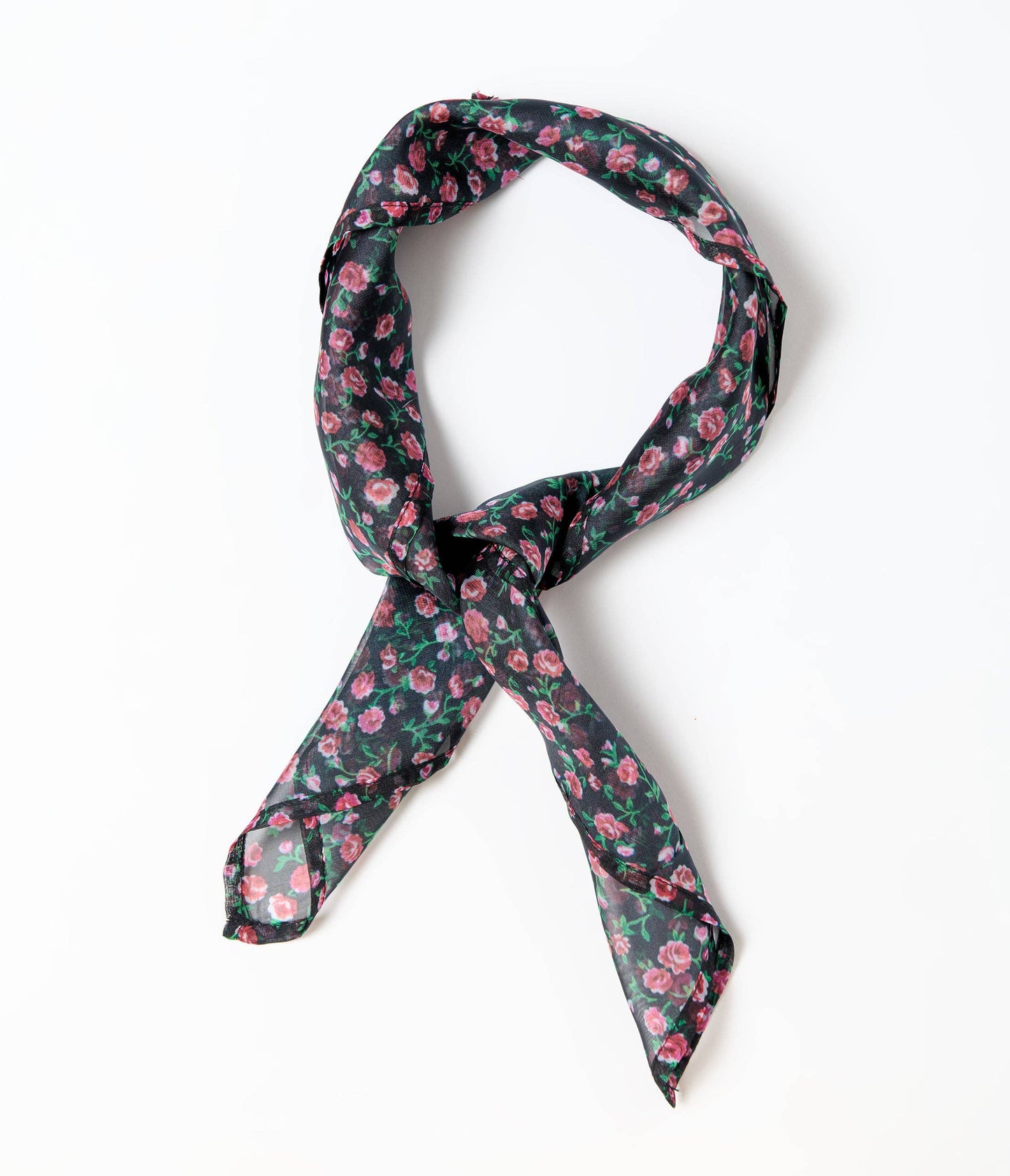 Black Ditzy Rose Hair Scarf