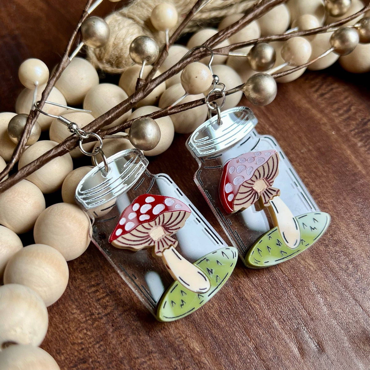 Mushroom Jar Dangle Earrings