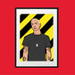 Framed artwork of Eminem on a red background