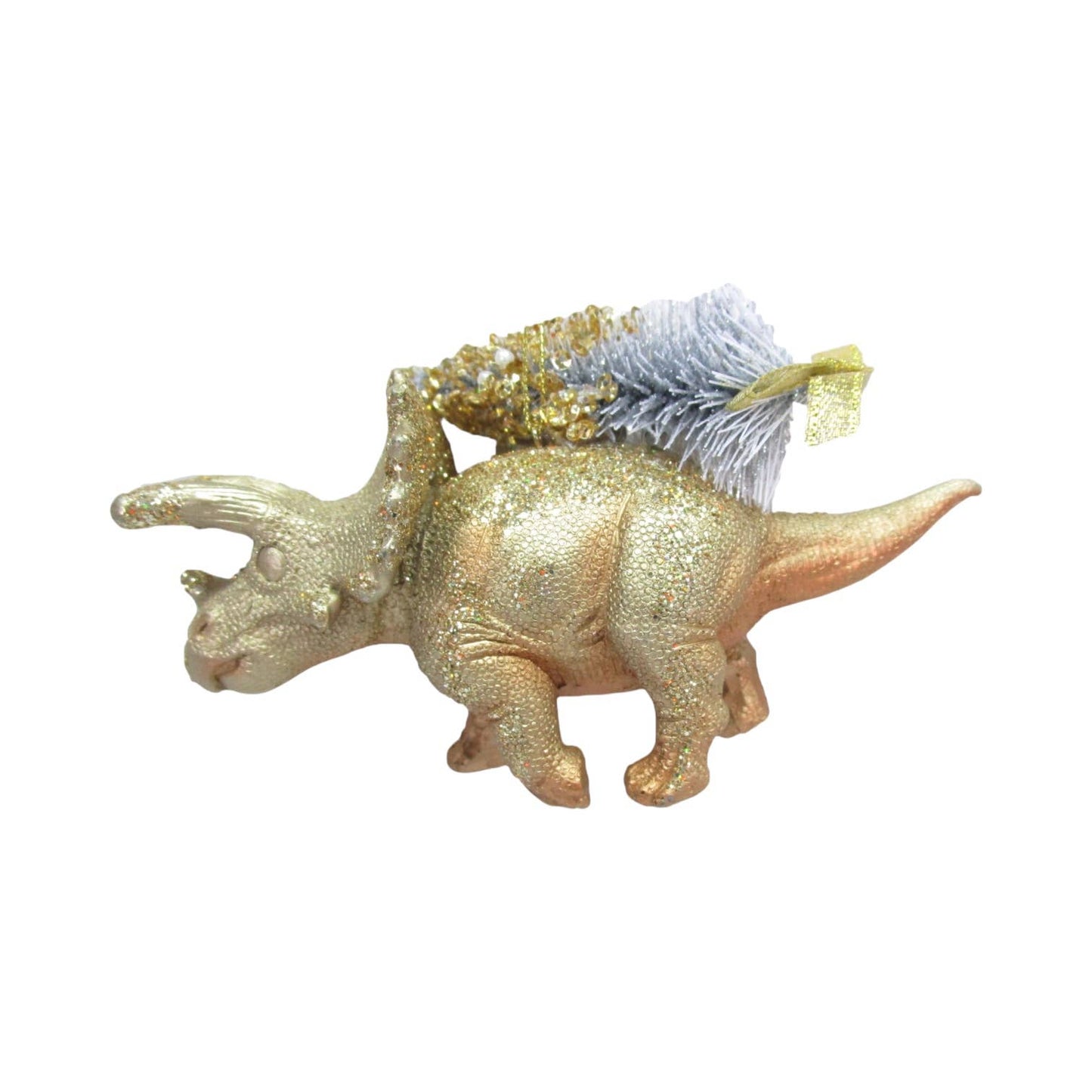 Gold Triceratops Dino Ornament
