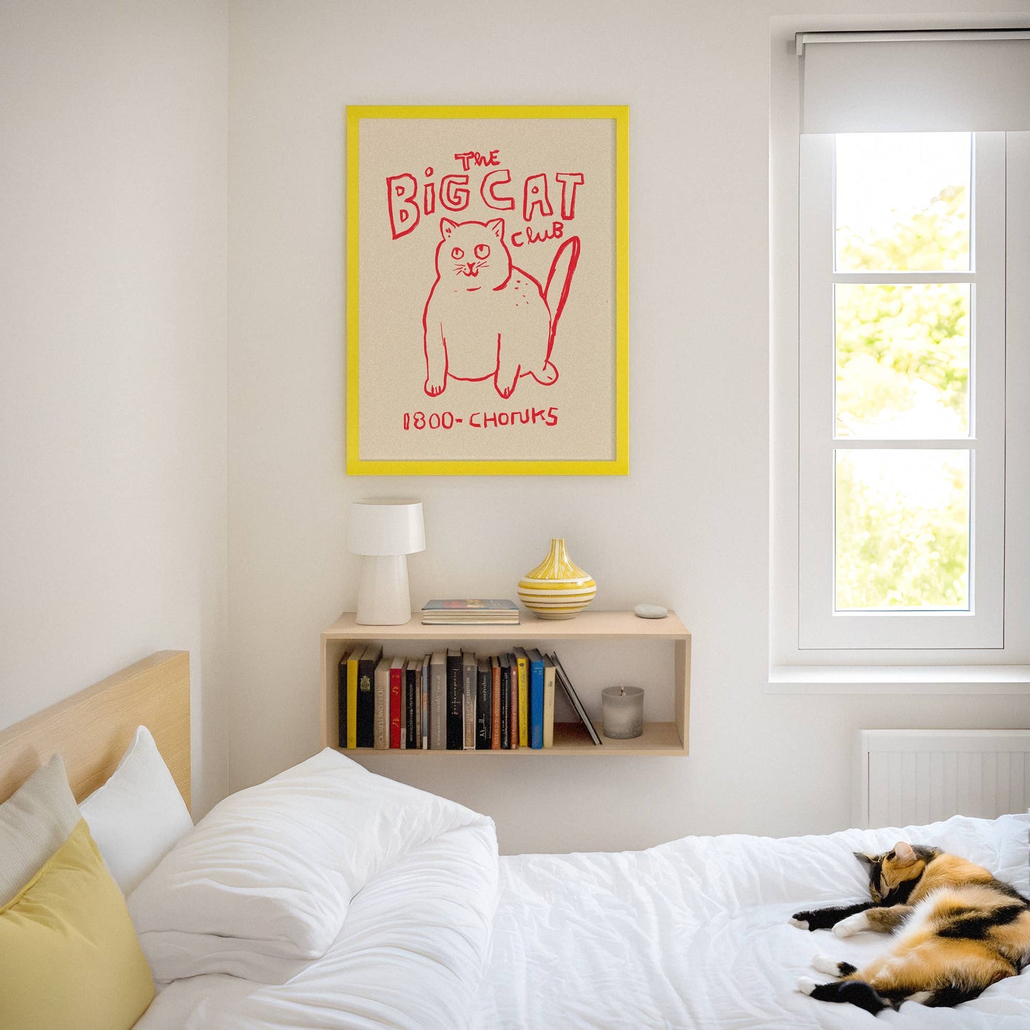 Chonk Cat Lovers Art Illustration 11 x 14