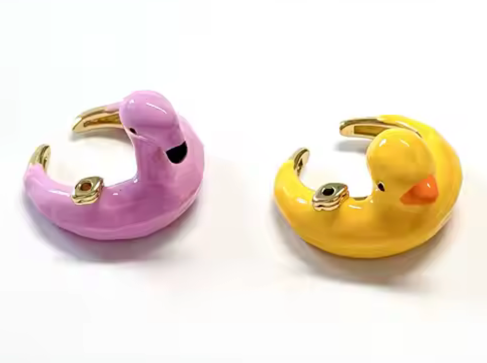 Flamingo Pool Float Enamel Ring