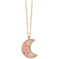 Pink Moon Pink Dried Flower Gold Necklace