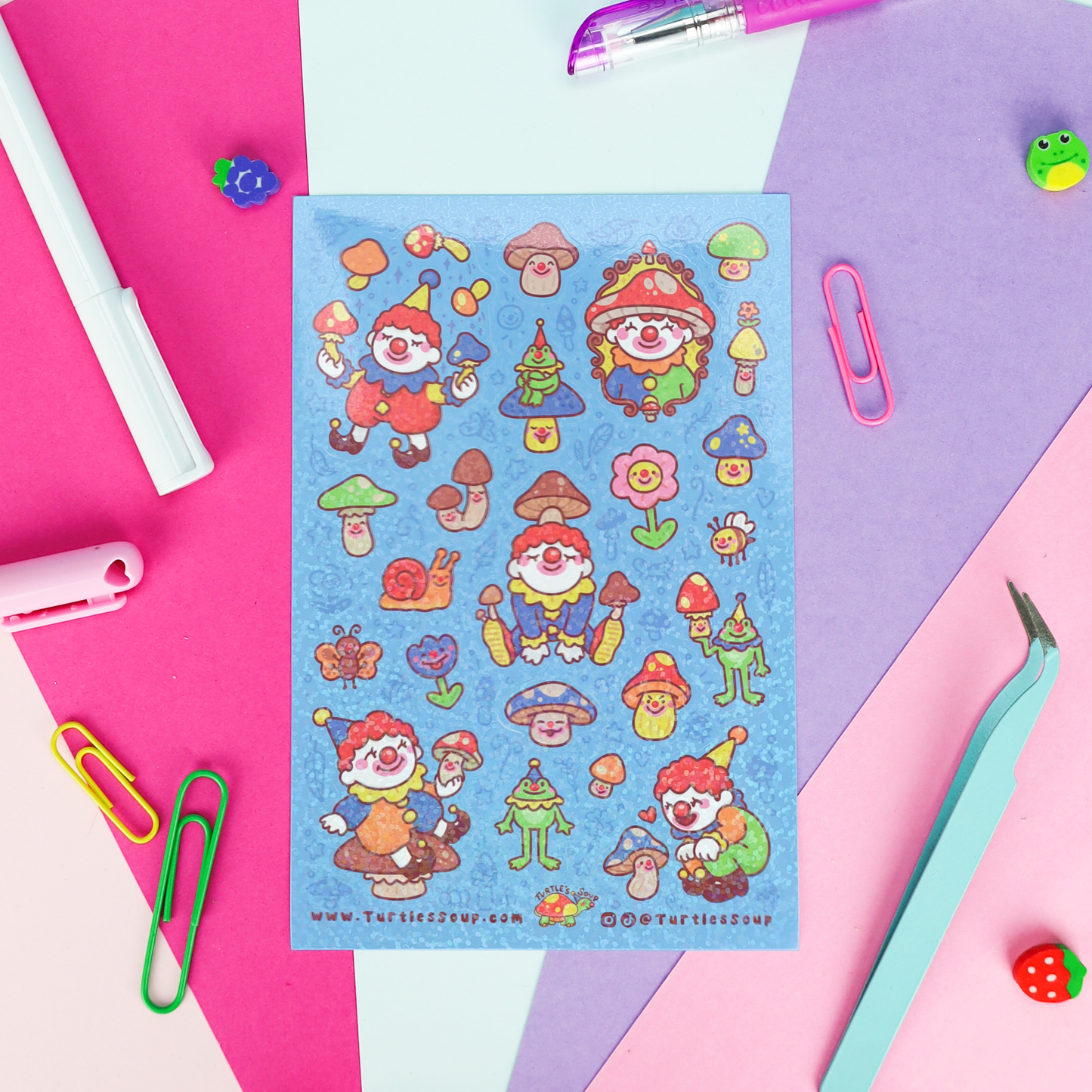 Mushrooms and Clowns Woodland Stationery Sticker Sheet