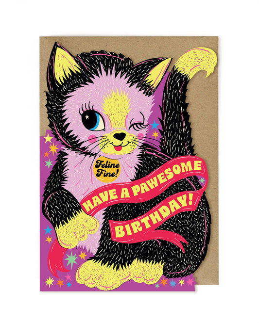 Pawsome Cat Birthday Card