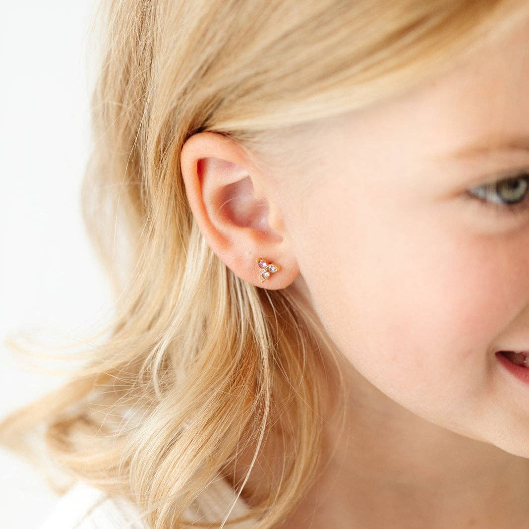 Electric Blue Ombré Gem Flat Back Stud Earrings - Hypoallergenic