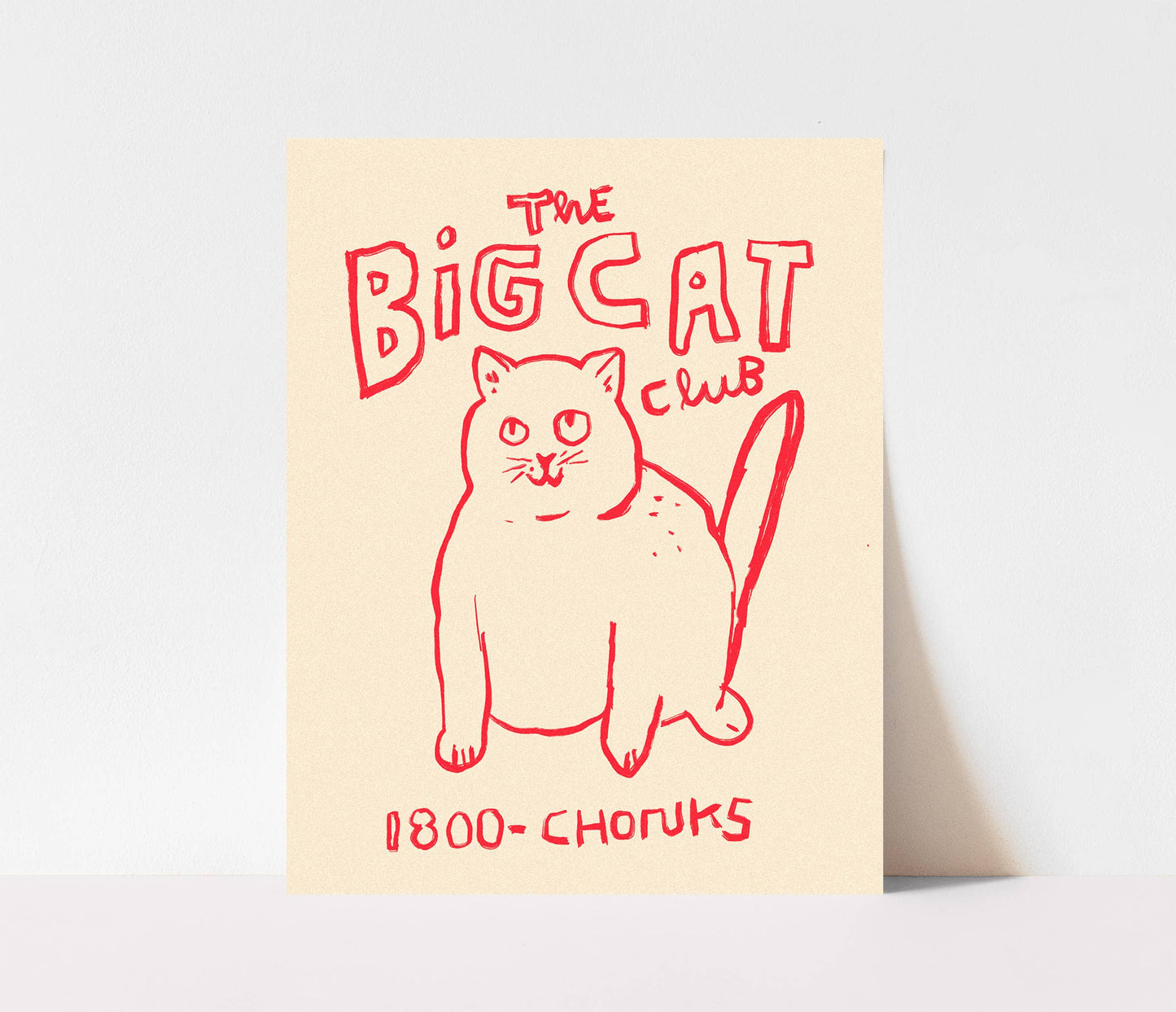 Chonk Cat Lovers Art Illustration 11 x 14