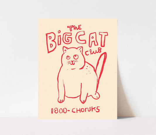 Chonk Cat Lovers Art Illustration 11 x 14