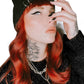 Distressed Pierced White Bat Beanie