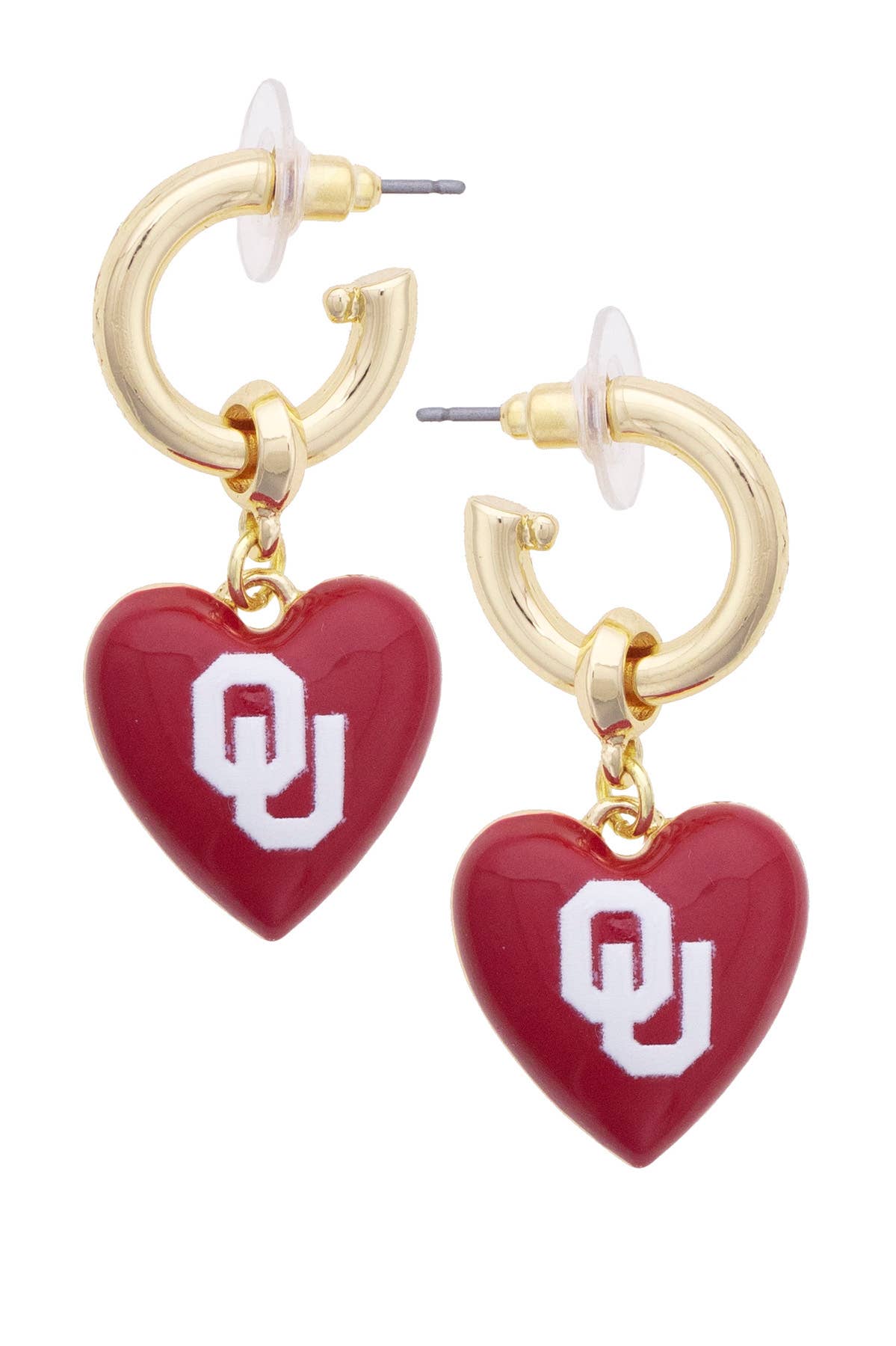 Oklahoma Sooners Heart Drop Earrings