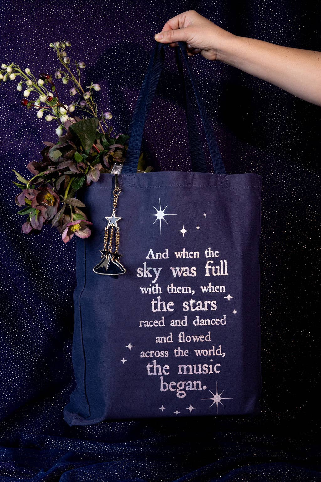 Enamel Bag Charm, Mountains and Stars