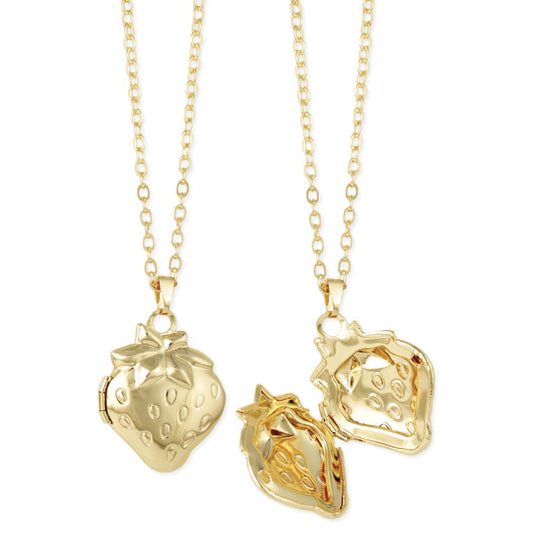 Sweet Memories Gold Strawberry Locket Necklace