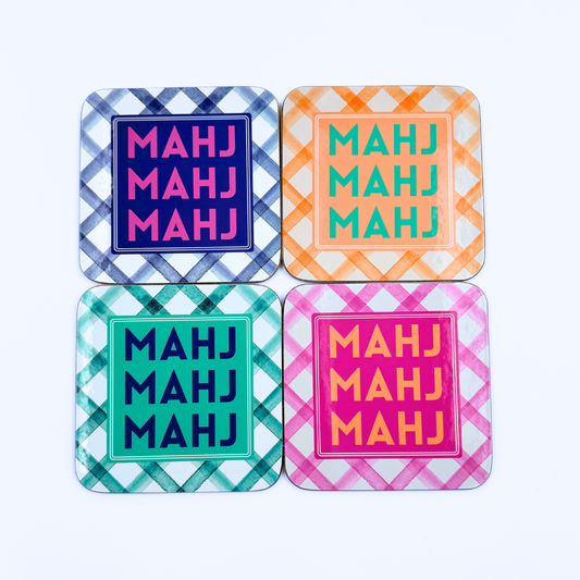 Vibrant Mahjong Coasters Set of 4