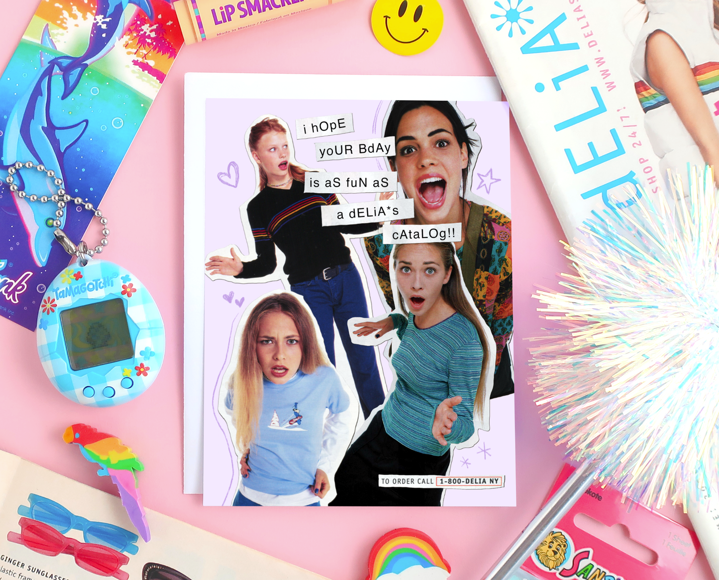 Nostalgic Birthday Card with a collage from vintage catalog