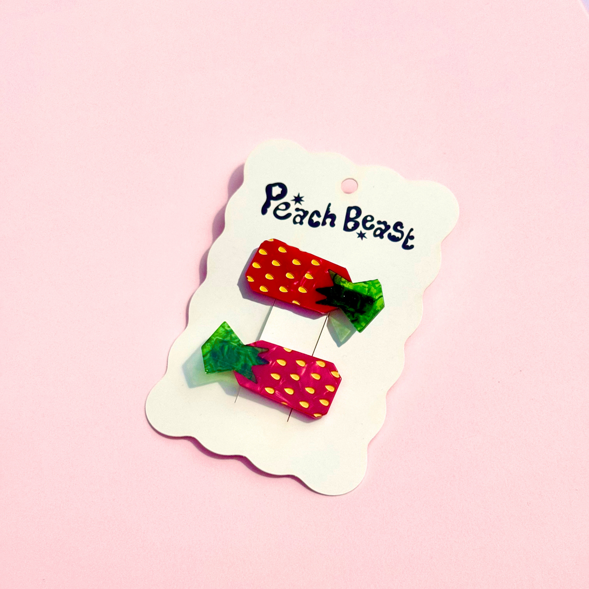 Strawberry Candy Hair Clips