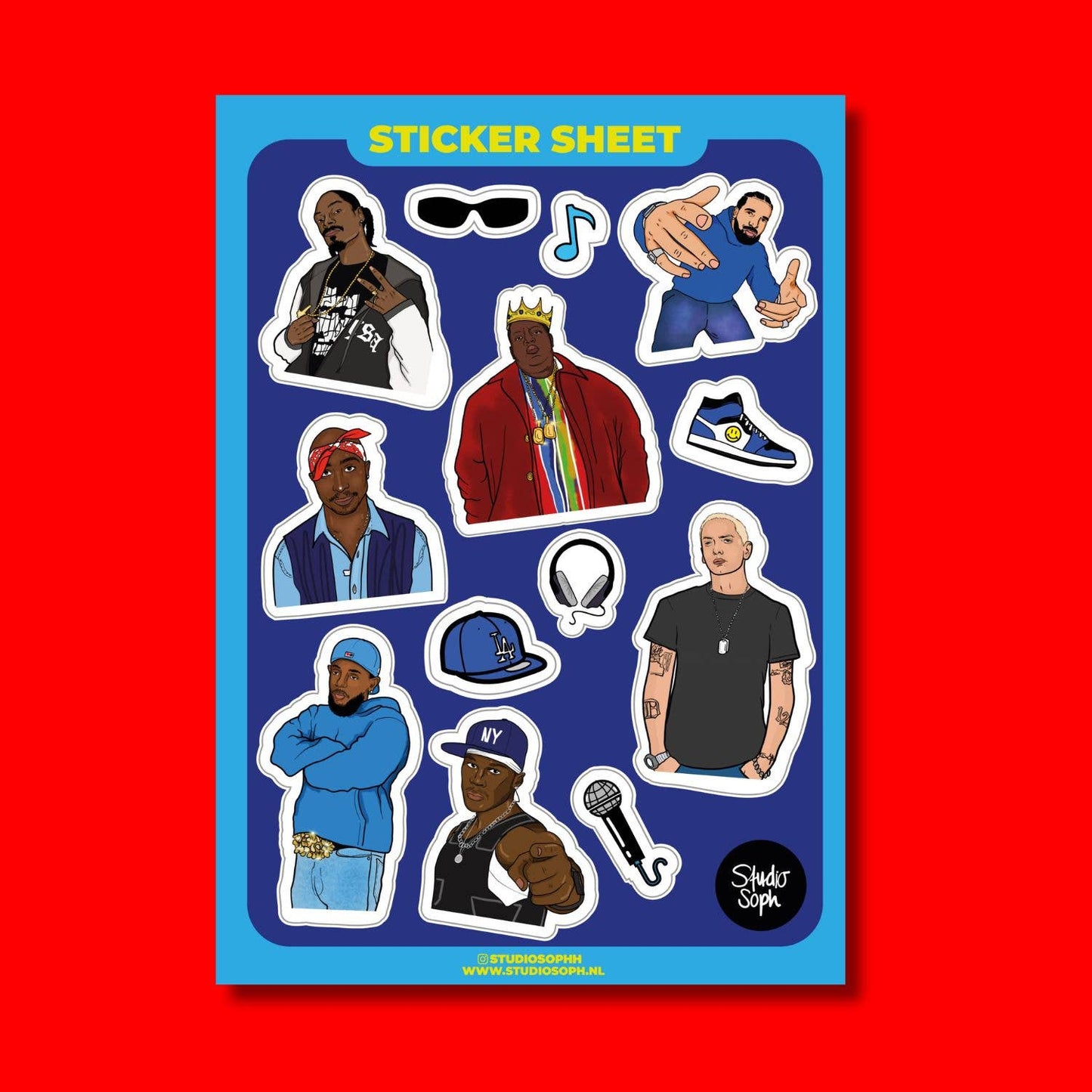 Rappers Hip Hop Rap Sticker Sheet
