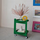 Green 2-Tier Bar Cart on Casters w/ Removable Trays
