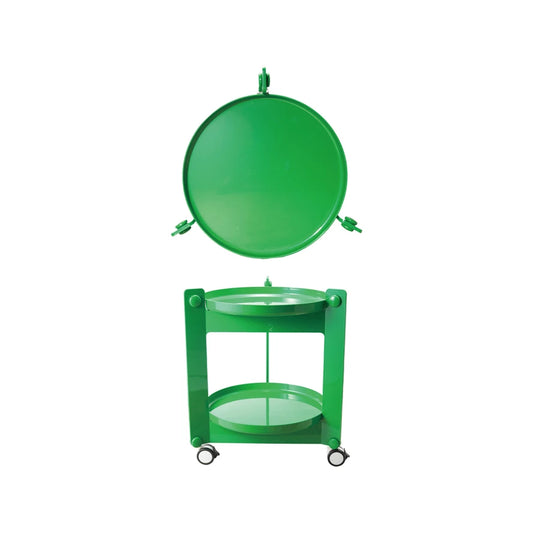 Green 2-Tier Bar Cart on Casters w/ Removable Trays
