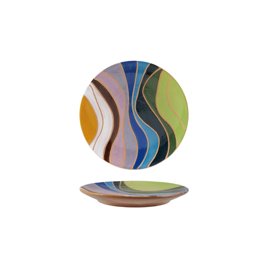 Stoneware Plate w/ Wax Relief Design