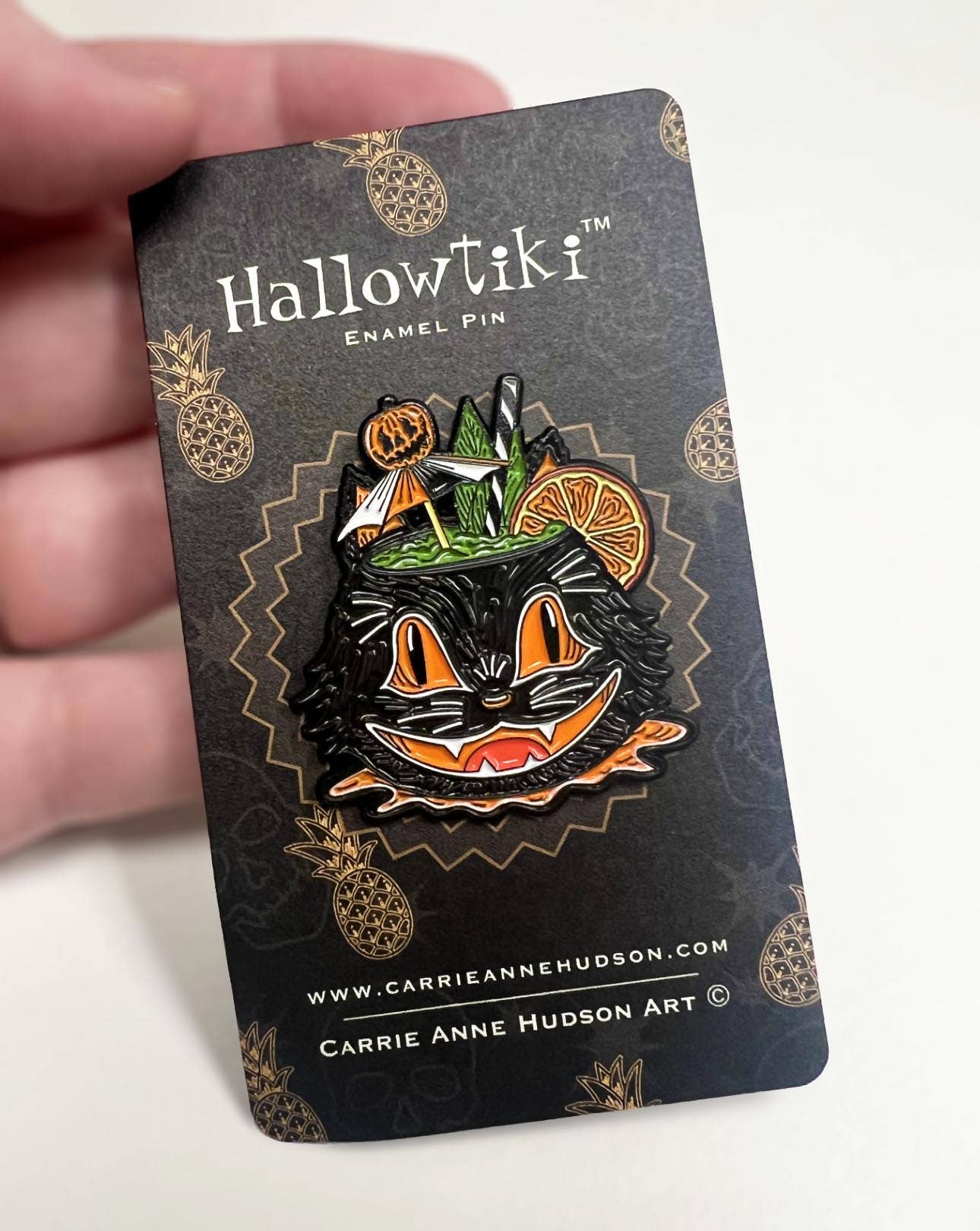 Vintage Halloween Black Cat Enamel Pin