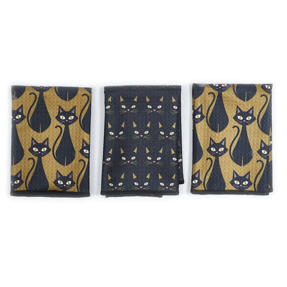 Black Cat Mighty Mini Towel (Set of 3) Reversible