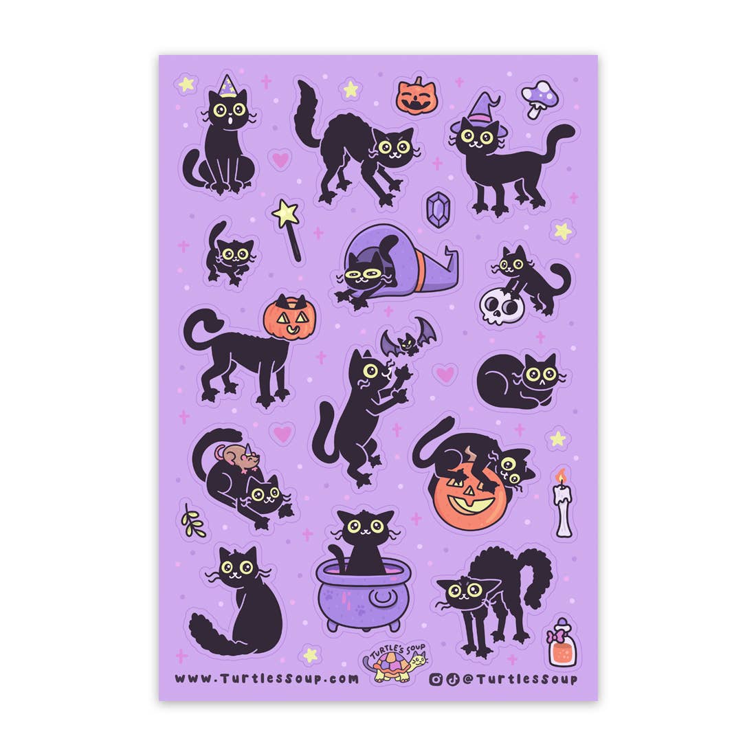 Black Kitty Pumpkin Glitter Sticker Sheet