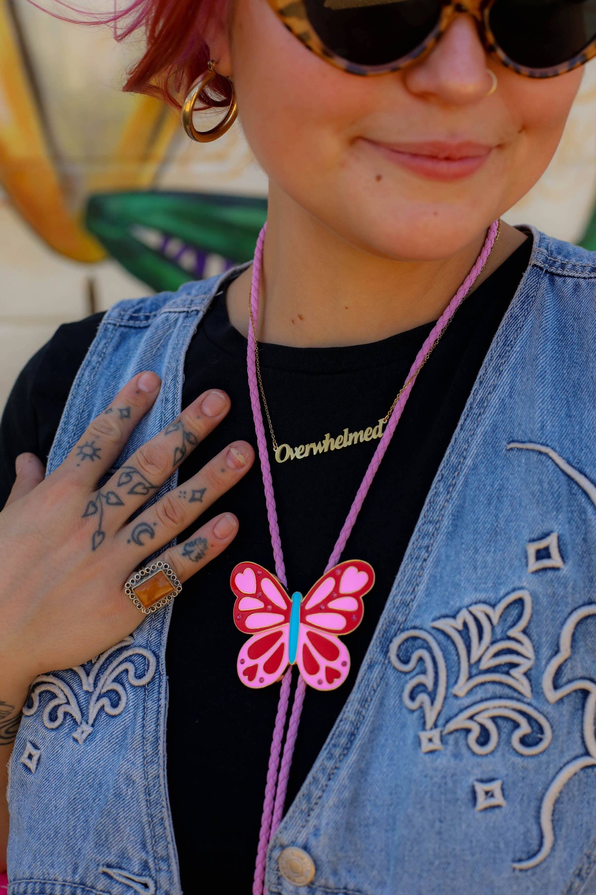 Overwhelmed Nameplate Necklace: Gold