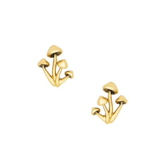 Magic Mushroom Stud Earrings 18K Gold Plated
