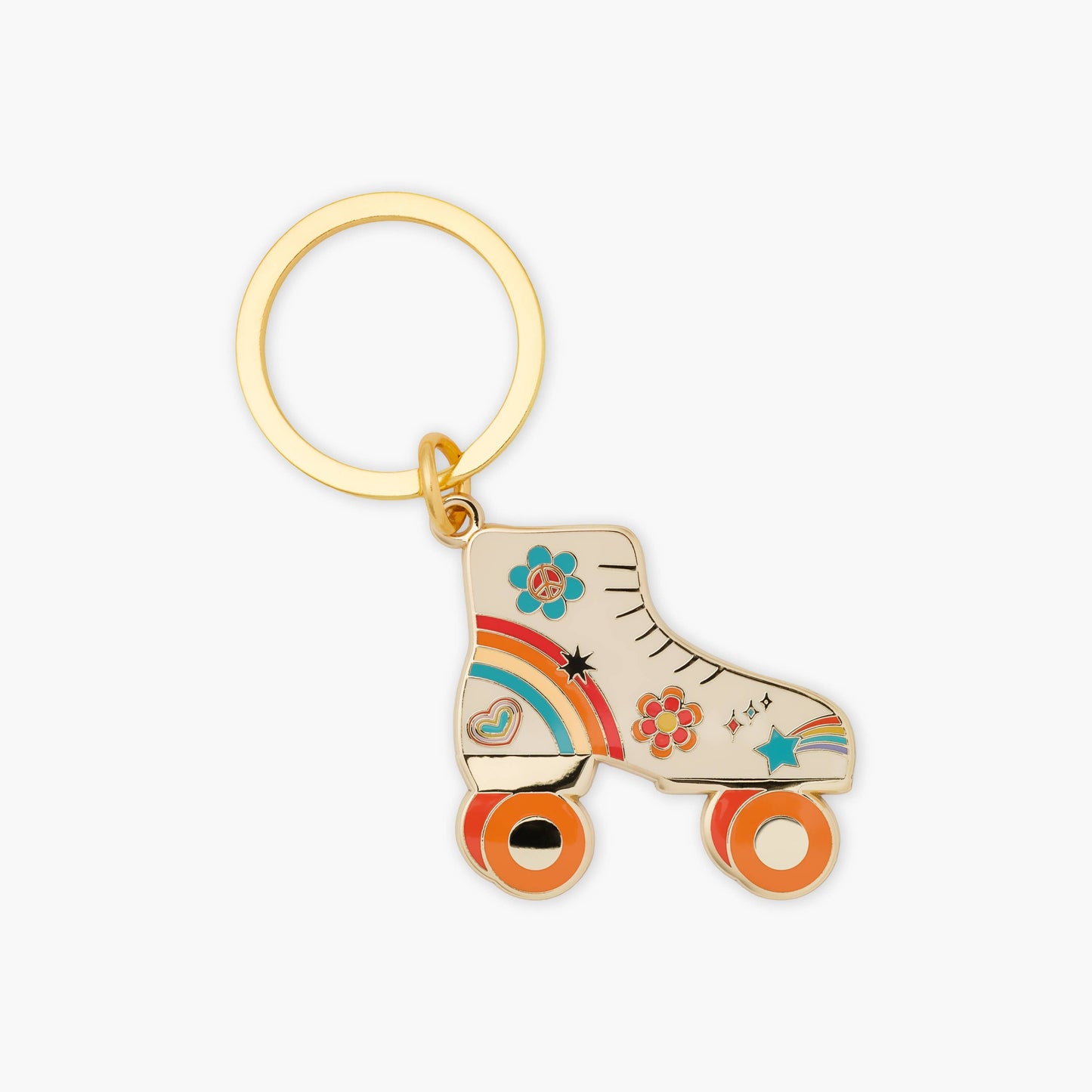 Keychain with a retro roller skate design on a white background