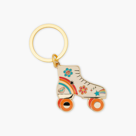 Keychain with a retro roller skate design on a white background