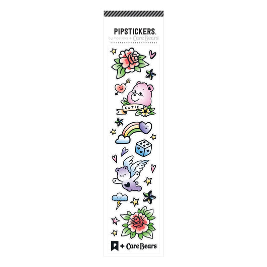 Sheet of PipStickers Care Bears in traditional tattoo style on a white background