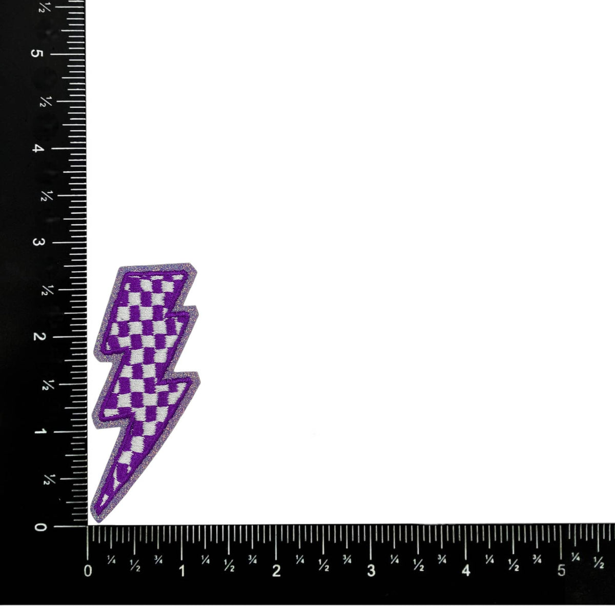 Lavender & White Checkered Lightning Bolt Patch