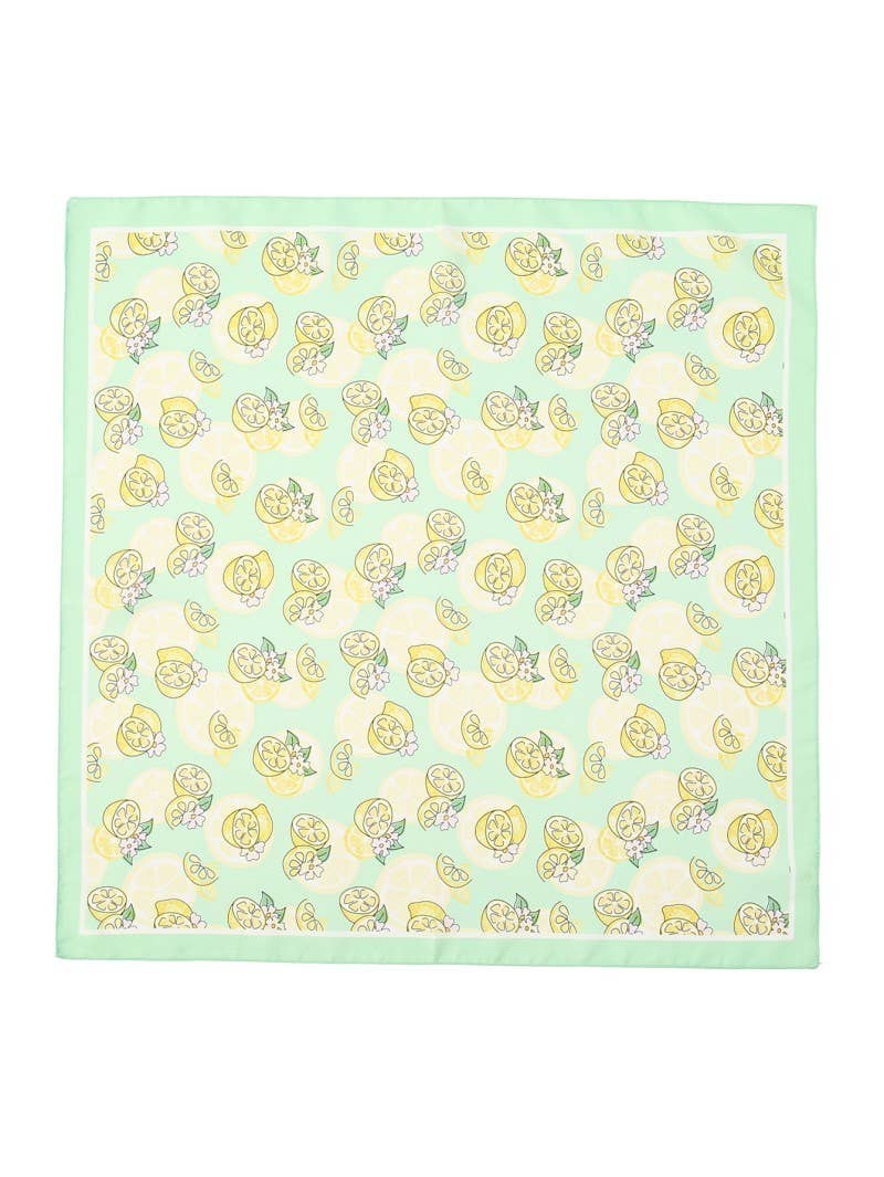 Mint Flower and Lemon Print Scarf