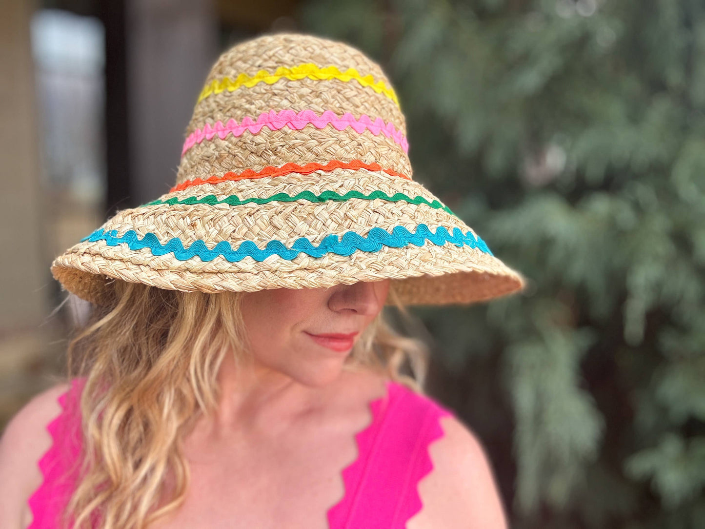 Colorful Raffia Bucket Hat