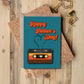 Father's Day card with cassette tape design on a wooden surface